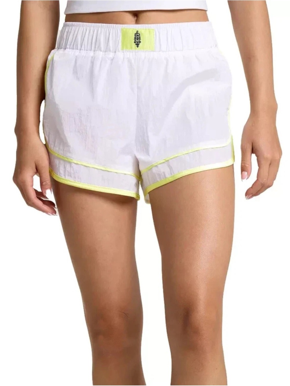Free People Movement Varsity Blues Shorts White Yellow Size XL NWT